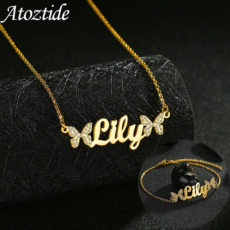 Engraved Name Necklace - Atoztide conjunto de joias personalizadas, colares,