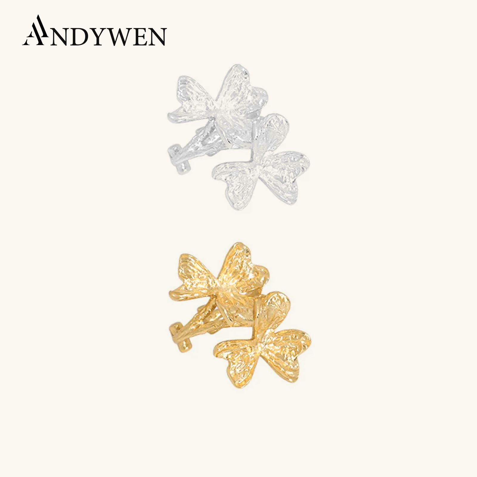 Ear Cuff No Piercing - Andywen 925 prata esterlina simples flor