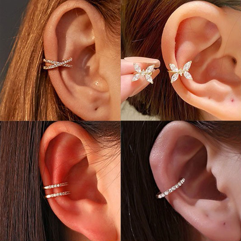 Ear Cuff No Piercing - Brincos de Clipe de Cristal Coreanos
