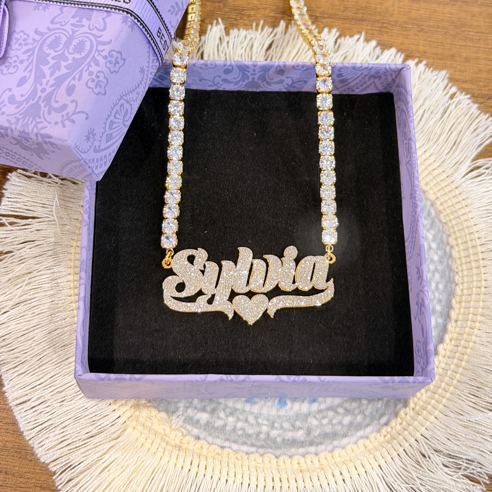 Conjunto de Brincos e Colar Pe - Engraved Name Necklace avaliação e preço