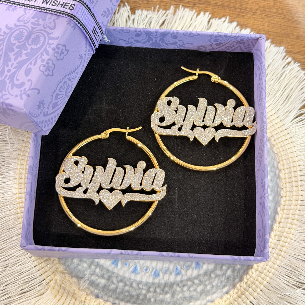 Conjunto de Brincos e Colar Pe - Engraved Name Necklace avaliação e preço