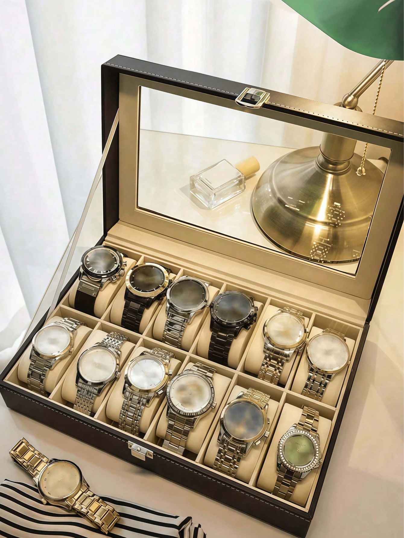 Caixa de Relógio de Couro com  - Jewelry Watches Women avaliação e preço