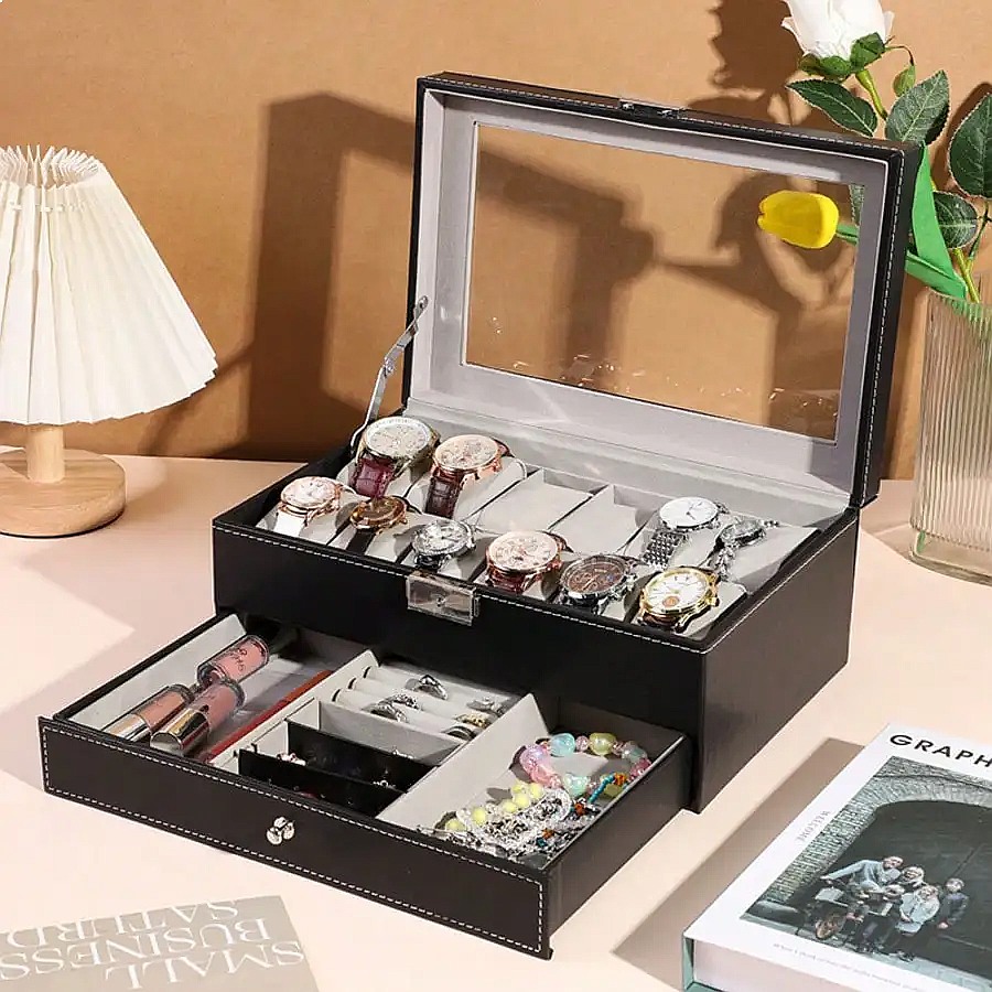Caixa para Relógios com 12 Com - Jewelry Organizer Watches avaliação e preço