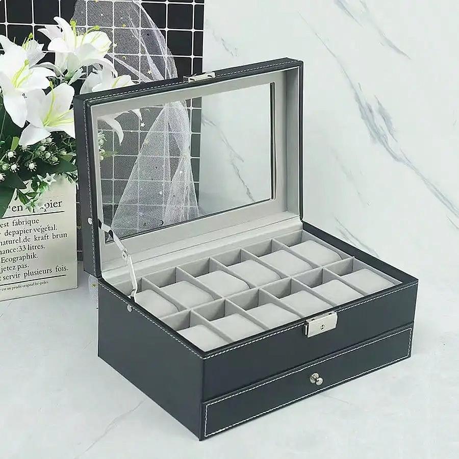 Caixa para Relógios com 12 Com - Jewelry Organizer Watches avaliação e preço